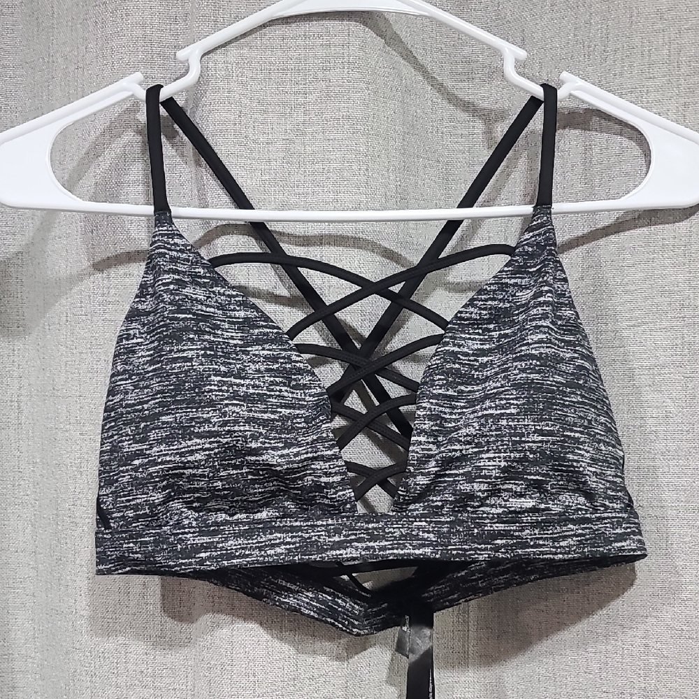 Chic Black and Gray Crisscross Bralette